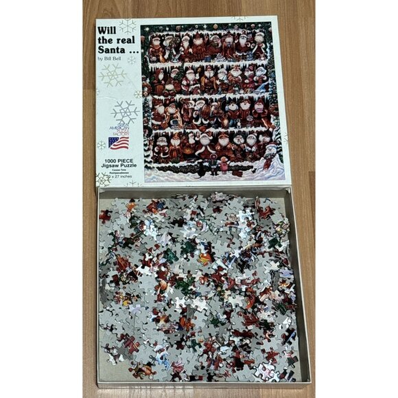 1993 Will The Real Santa Please 1000 Piece Puzzle Great American Puzzle Factory - Picture 1 of 8